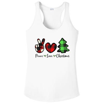 Peace Love Christmas Holiday Festive Gift Ladies PosiCharge Competitor Racerback Tank