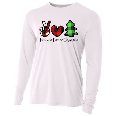 Peace Love Christmas Holiday Festive Gift Cooling Performance Long Sleeve Crew