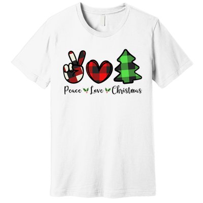 Peace Love Christmas Holiday Festive Gift Premium T-Shirt