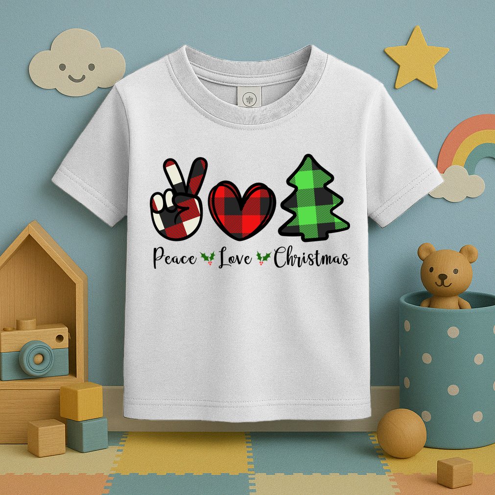 Peace Love Christmas Holiday Festive Gift Toddler T-Shirt