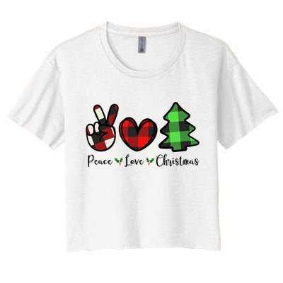 Peace Love Christmas Holiday Festive Gift Women's Crop Top Tee