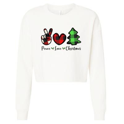 Peace Love Christmas Holiday Festive Gift Cropped Pullover Crew