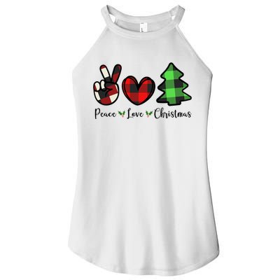 Peace Love Christmas Holiday Festive Gift Women’s Perfect Tri Rocker Tank