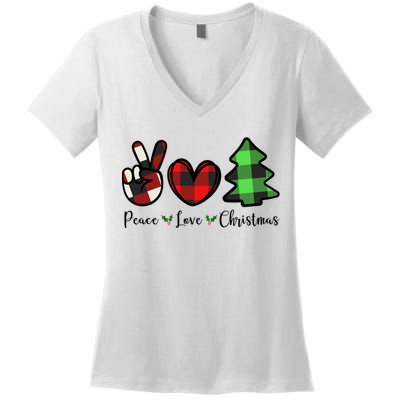 Peace Love Christmas Holiday Festive Gift Women's V-Neck T-Shirt