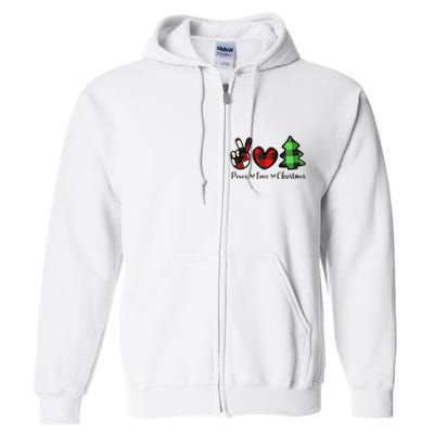 Peace Love Christmas Holiday Festive Gift Full Zip Hoodie