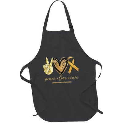 Peace Love Cure Childhood Cancer Awareness Gold Ribbon Apron