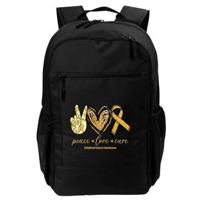 Peace Love Cure Childhood Cancer Awareness Gold Ribbon Backpack