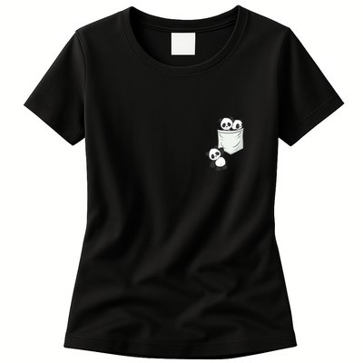 Panda Lovers Cute Kawaii Baby Pandas In Pocket Womens T-Shirt