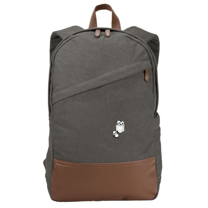 Panda Lovers Cute Kawaii Baby Pandas In Pocket Cotton Canvas Backpack