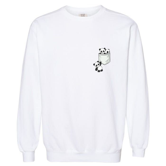 Panda Lovers Cute Kawaii Baby Pandas In Pocket Garment-Dyed Sweatshirt