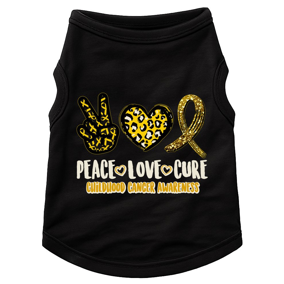 Peace Love Cure Childhood Cancer Awareness Doggie Tank