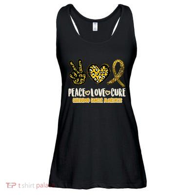Peace Love Cure Childhood Cancer Awareness Ladies Essential Flowy Tank