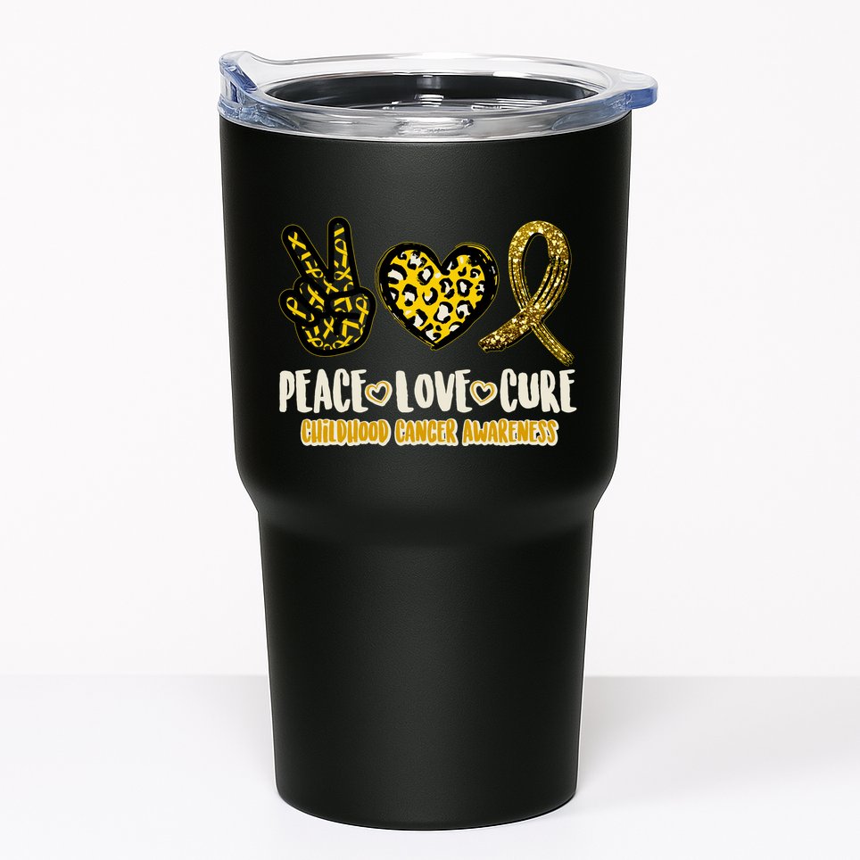 Peace Love Cure Childhood Cancer Awareness Tumbler