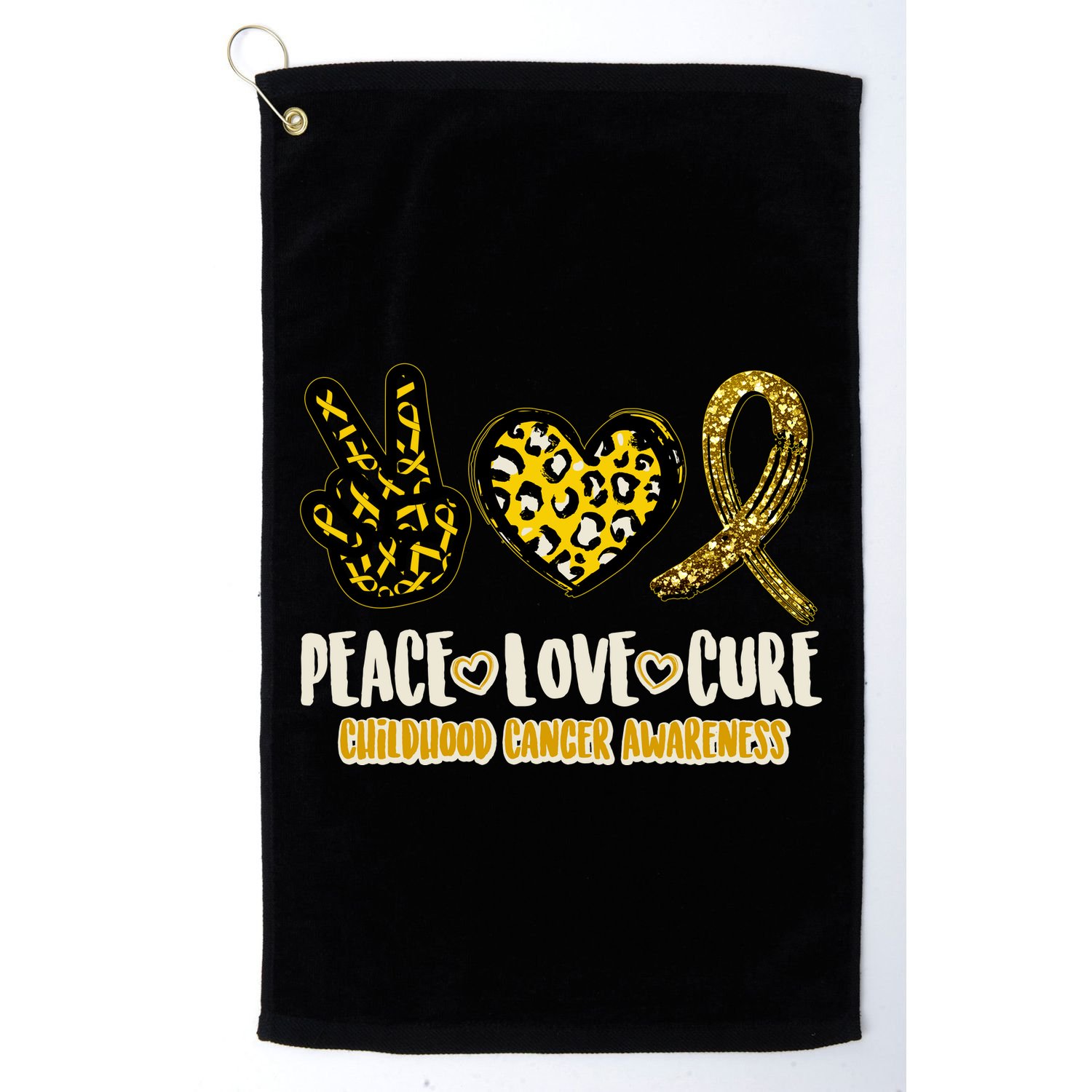 Peace Love Cure Childhood Cancer Awareness Golf Towel