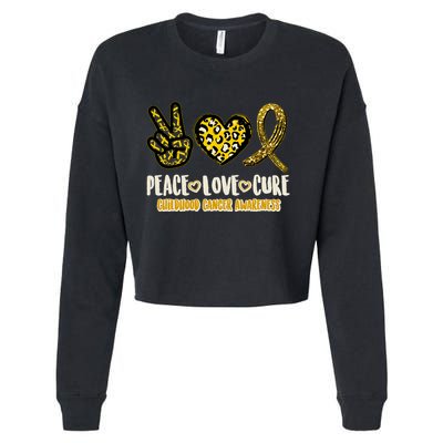 Peace Love Cure Childhood Cancer Awareness Cropped Pullover Crew