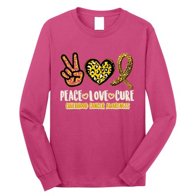Peace Love Cure Childhood Cancer Awareness Long Sleeve Shirt