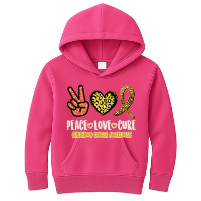 Peace Love Cure Childhood Cancer Awareness Kids Hoodie