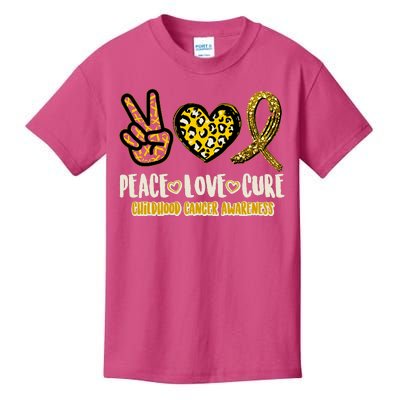 Peace Love Cure Childhood Cancer Awareness Kids T-Shirt