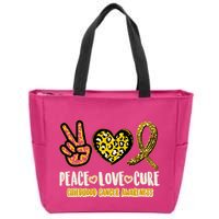 Peace Love Cure Childhood Cancer Awareness Zip Tote Bag