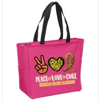 Peace Love Cure Childhood Cancer Awareness Zip Tote Bag