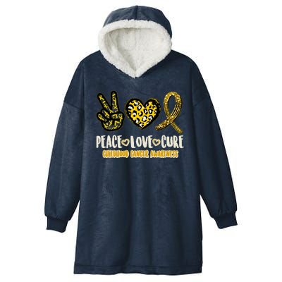 Peace Love Cure Childhood Cancer Awareness Hooded Wearable Blanket