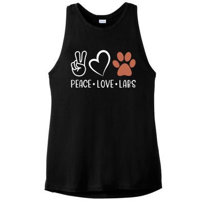 Peace Love Chocolate Labs Labrador Lab Mom Valentine's Day Gift Ladies PosiCharge Tri-Blend Wicking Tank