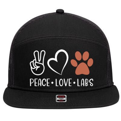 Peace Love Chocolate Labs Labrador Lab Mom Valentine's Day Gift 7 Panel Mesh Trucker Snapback Hat