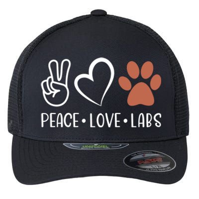 Peace Love Chocolate Labs Labrador Lab Mom Valentine's Day Gift Flexfit Unipanel Trucker Cap