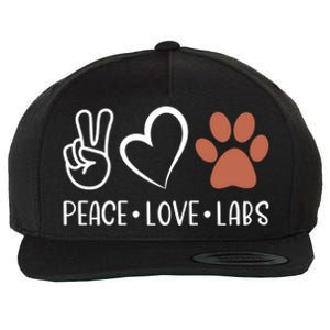 Peace Love Chocolate Labs Labrador Lab Mom Valentine's Day Gift Wool Snapback Cap