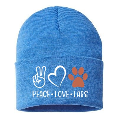 Peace Love Chocolate Labs Labrador Lab Mom Valentine's Day Gift Sustainable Knit Beanie