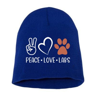 Peace Love Chocolate Labs Labrador Lab Mom Valentine's Day Gift Short Acrylic Beanie