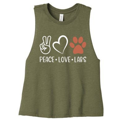 Peace Love Chocolate Labs Labrador Lab Mom Valentine's Day Gift Women's Racerback Cropped Tank