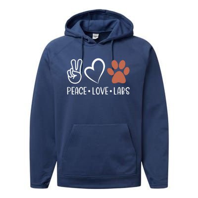 Peace Love Chocolate Labs Labrador Lab Mom Valentine's Day Gift Performance Fleece Hoodie