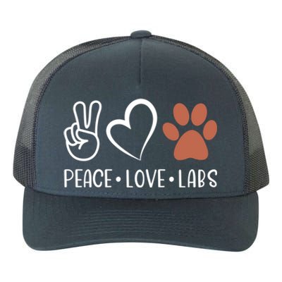 Peace Love Chocolate Labs Labrador Lab Mom Valentine's Day Gift Yupoong Adult 5-Panel Trucker Hat