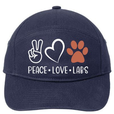 Peace Love Chocolate Labs Labrador Lab Mom Valentine's Day Gift 7-Panel Snapback Hat