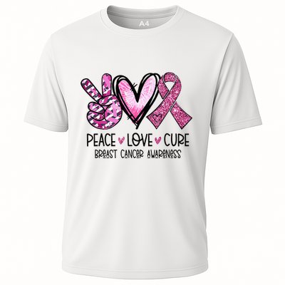 Peace Love Cure Pink Ribbon Cancer Breast Awareness Cooling Performance Crew T-Shirt