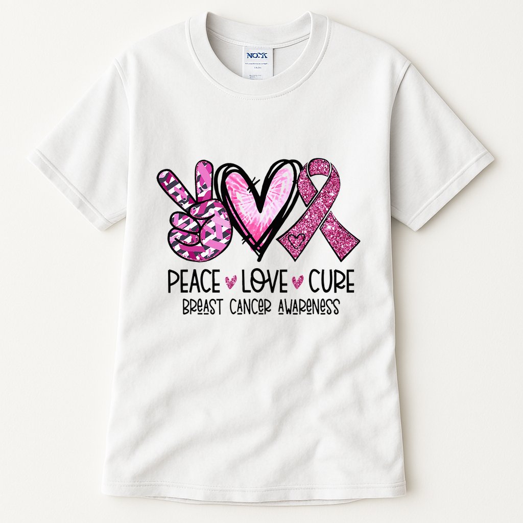 Peace Love Cure Pink Ribbon Cancer Breast Awareness Tall T-Shirt