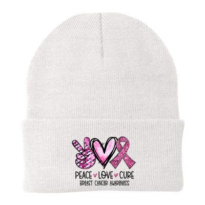 Peace Love Cure Pink Ribbon Cancer Breast Awareness Beanie