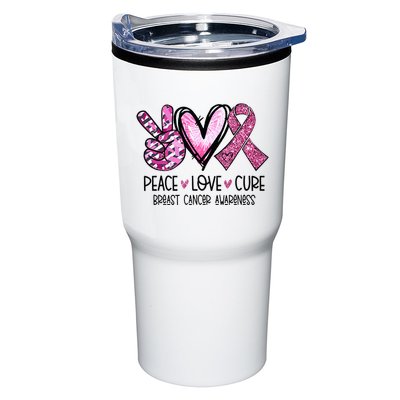 Peace Love Cure Pink Ribbon Cancer Breast Awareness Tumbler