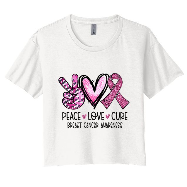 Peace Love Cure Pink Ribbon Cancer Breast Awareness Crop Top