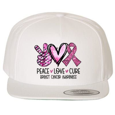 Peace Love Cure Pink Ribbon Cancer Breast Awareness Wool Snapback Cap