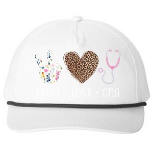 Peace Love Cna Certified Nurse Healthcare Worker Nursing Gift Snapback Five-Panel Rope Hat