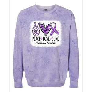 Peace Love Cure We Wear Purple For AlzheimerS Awareness Colorblast Crewneck Sweatshirt