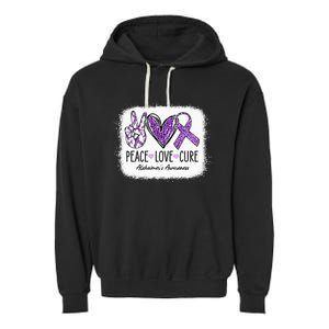 Peace Love Cure We Wear Purple For AlzheimerS Awareness Garment-Dyed Fleece Hoodie