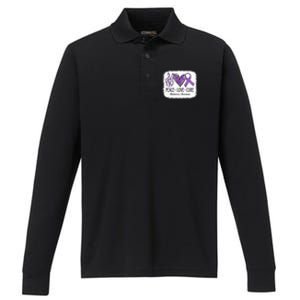 Peace Love Cure We Wear Purple For AlzheimerS Awareness Performance Long Sleeve Polo