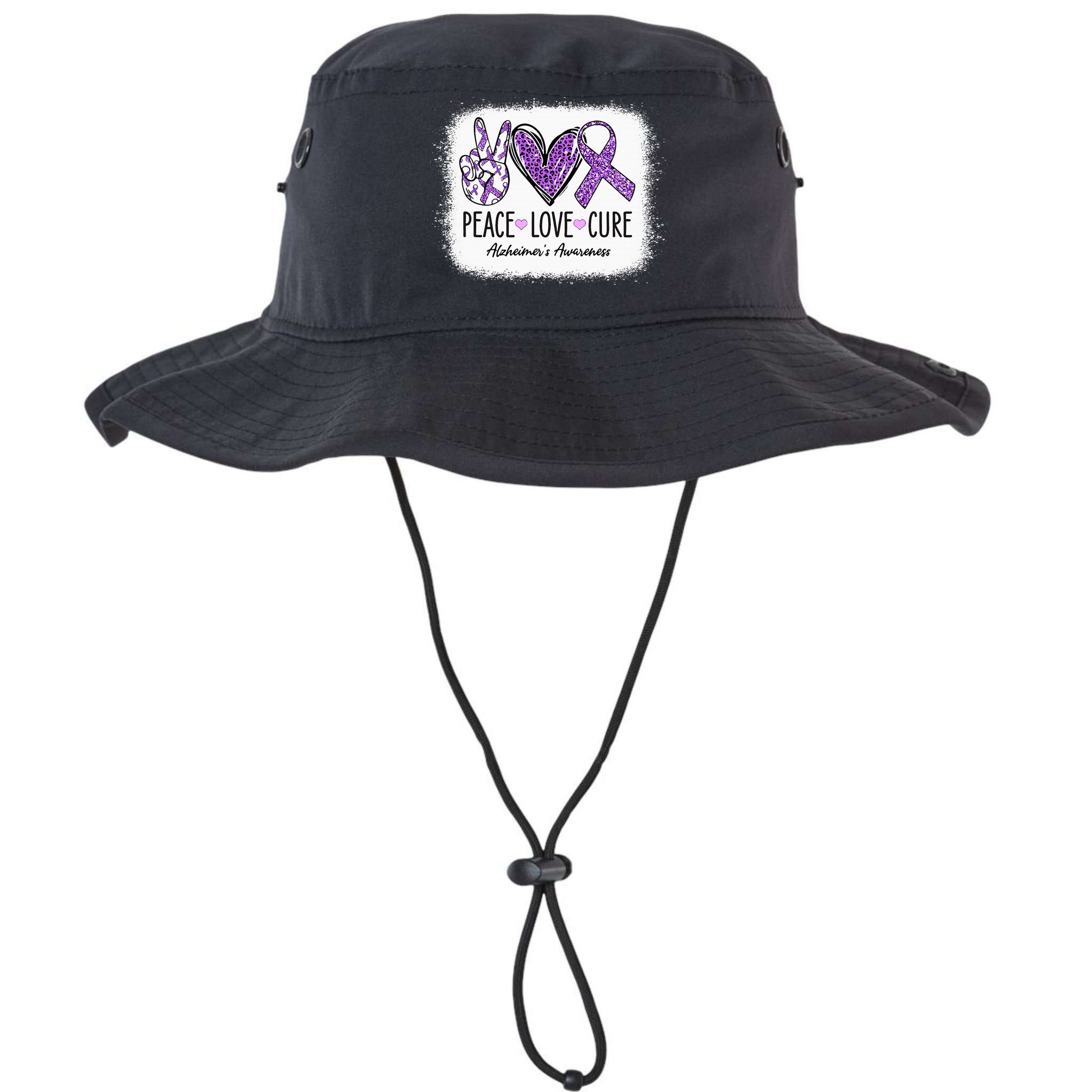 Peace Love Cure We Wear Purple For AlzheimerS Awareness Bucket Hat