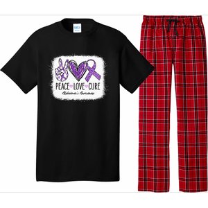 Peace Love Cure We Wear Purple For AlzheimerS Awareness Pajama Set