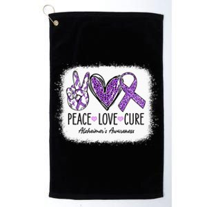 Peace Love Cure We Wear Purple For AlzheimerS Awareness Platinum Collection Golf Towel