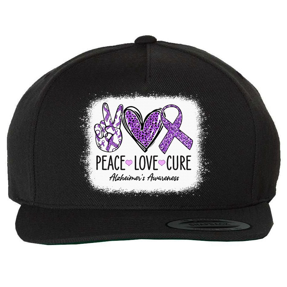 Peace Love Cure We Wear Purple For AlzheimerS Awareness Wool Snapback Cap