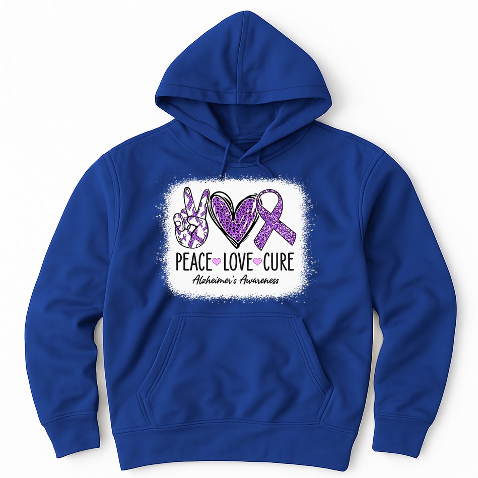 Peace Love Cure We Wear Purple For AlzheimerS Awareness Hoodie